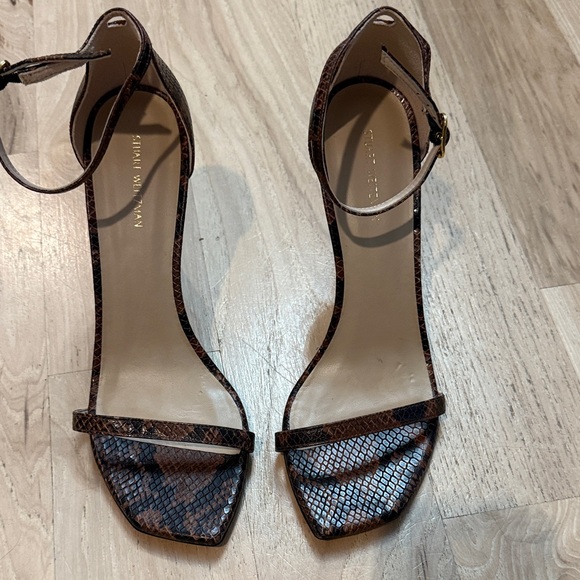 Stuart Weitzman Shoes - Stuart Weitzman Amelina Brown Snake Print Heels